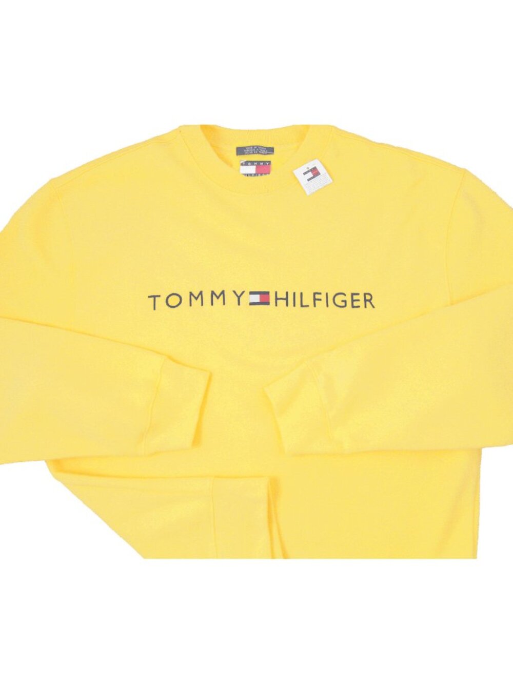 NEW Vintage Tommy Hilfiger Sweatshirt! Large Yellow Tommy Spell Out RUN BIG